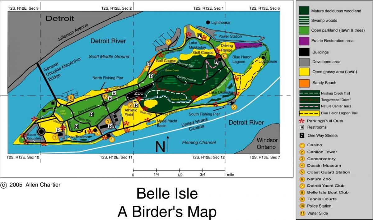 mapa ng Belle Isle Detroit