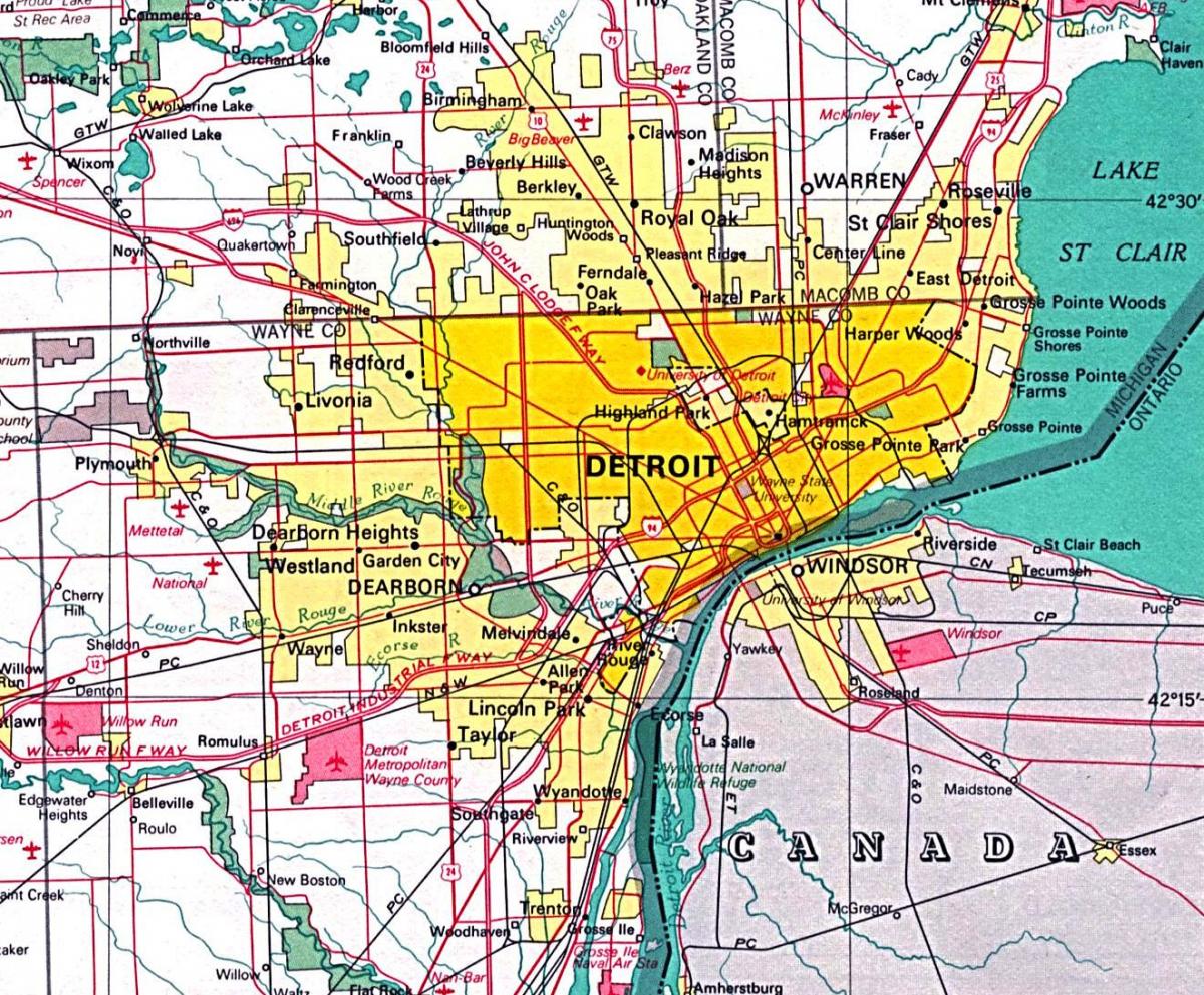 mapa ng Detroit