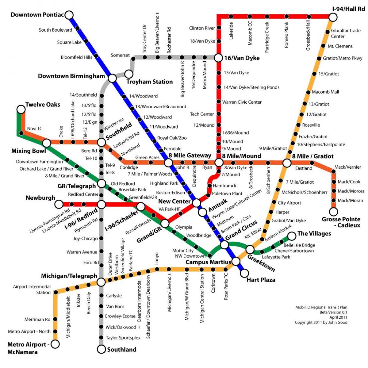 Detroit transit mapa