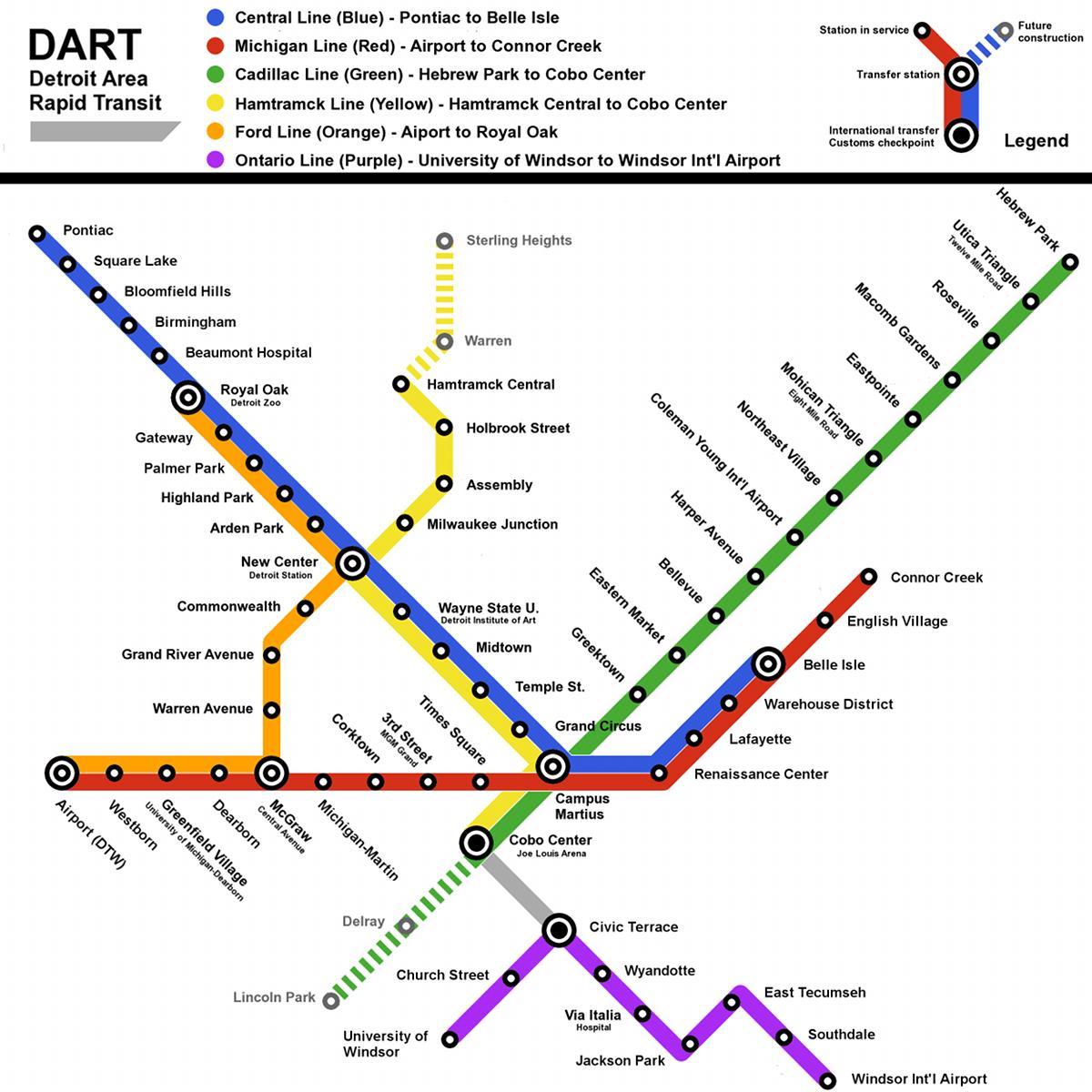 mapa ng Detroit Metro
