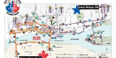 Mapa ng Detroit marathon