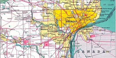 Mapa ng Detroit suburbs