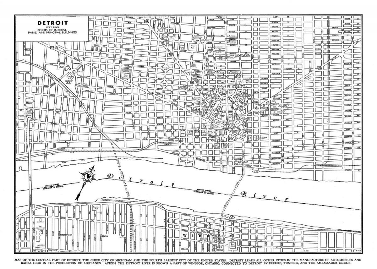 Detroit mapa ng kalye ng Lungsod